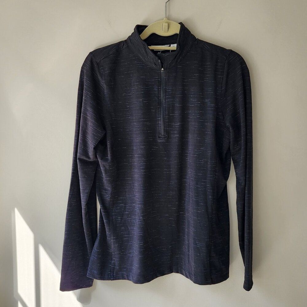 LADY HAGEN 1/4 Zip | Black Space Dyed Golf Shirt | Long Sleeves | Women's Medium